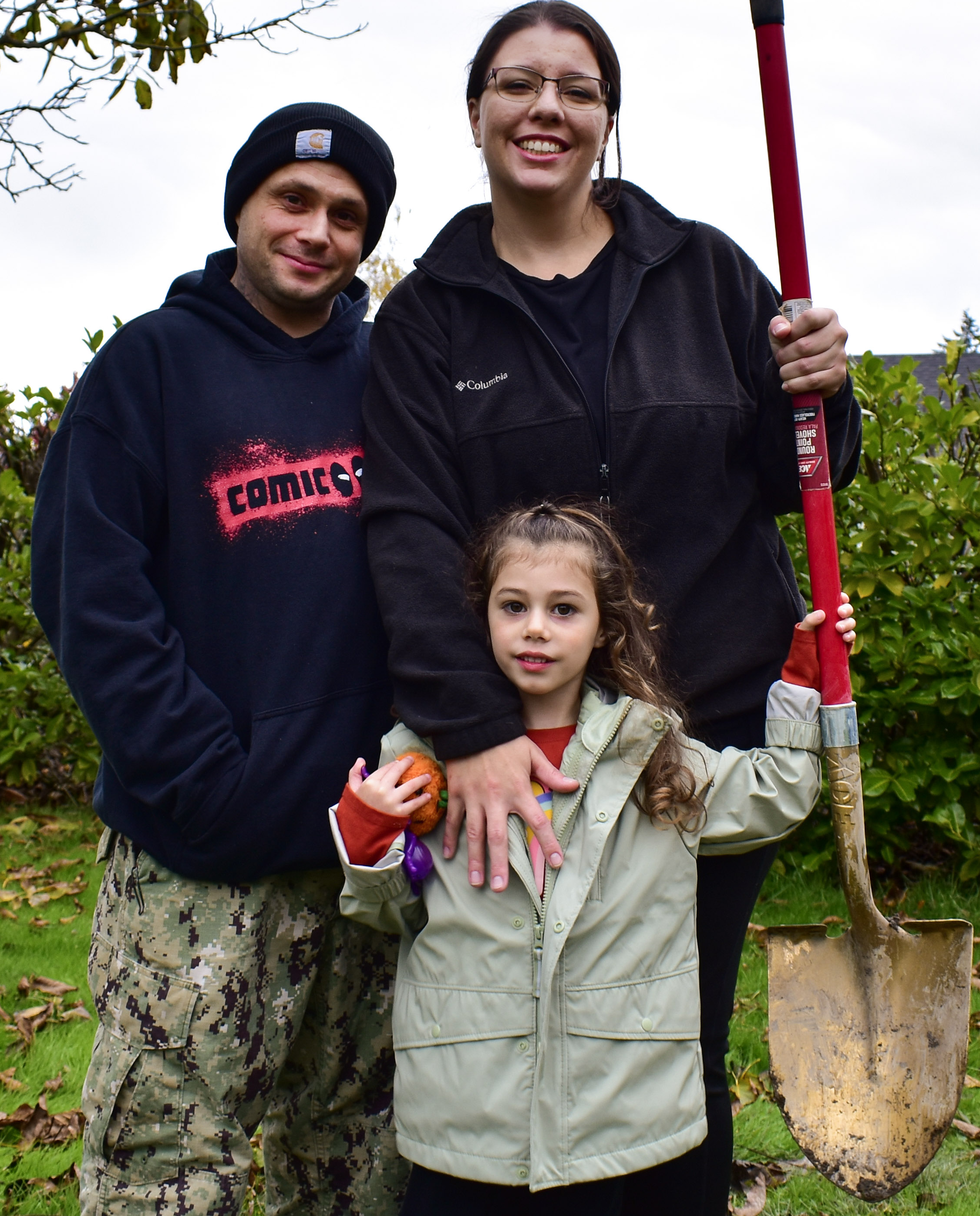 Homebuyers Steven and Steffanie with their daughter at La Conner Groundbreaking Ceremony