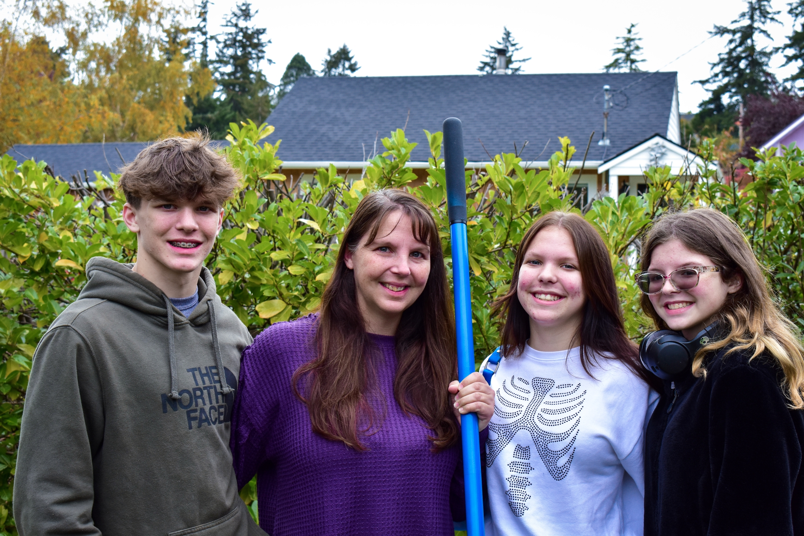 Homebuyer Tarra and her children at the La Conner Groundbreaking Ceremony